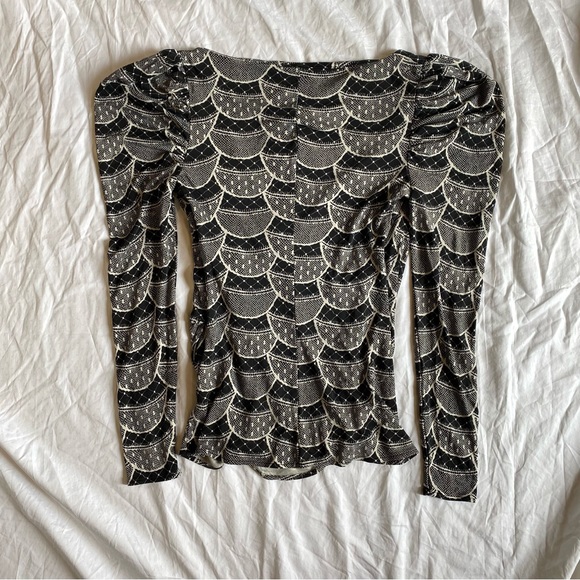 Puffed sleeve silk wrap blouse - Picture 2 of 3